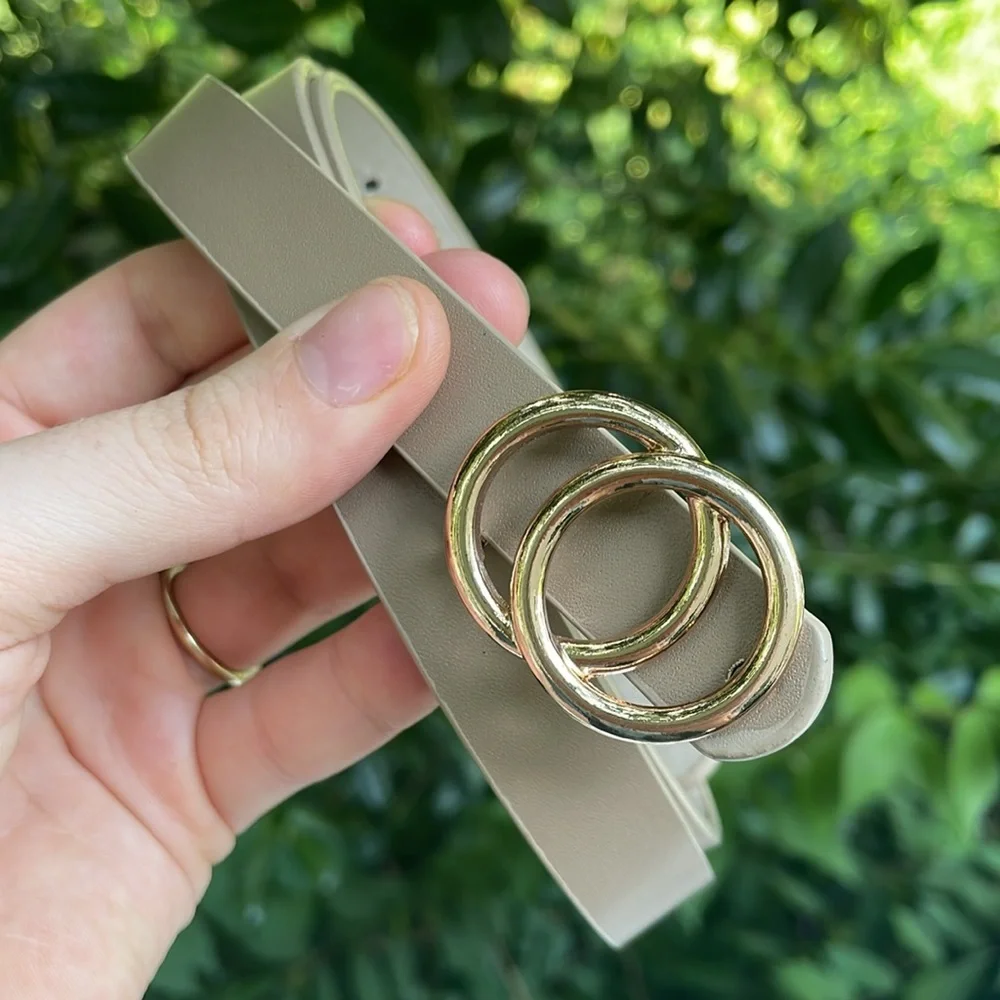 Tan Faux Leather Skinny Waist Belt